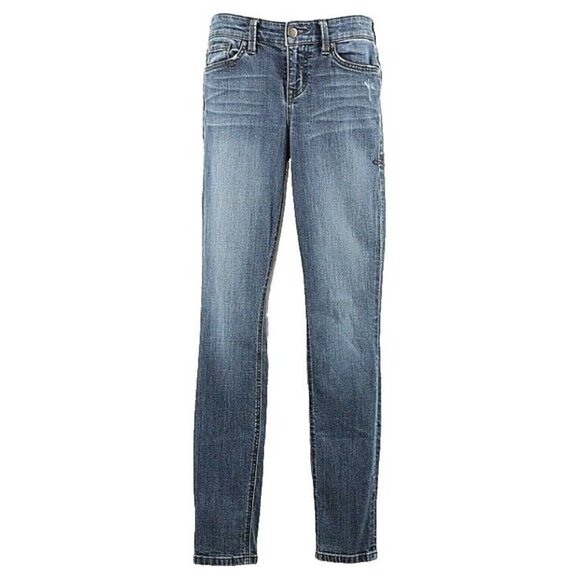 Level 99 25 x 31 Blue Denim Distressed Mid Rise Liza Skinny Cotton Blend Jeans - Picture 1 of 8
